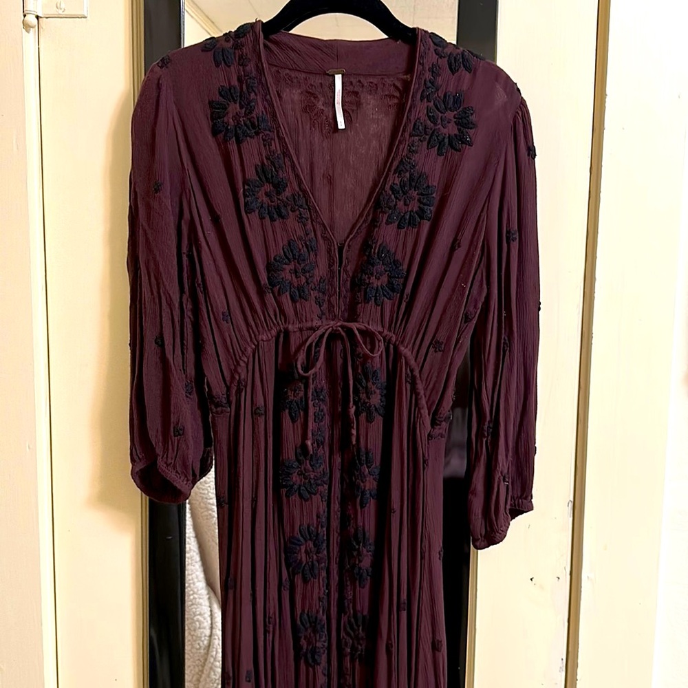 Free People Embroidered Fable Midi Dress
